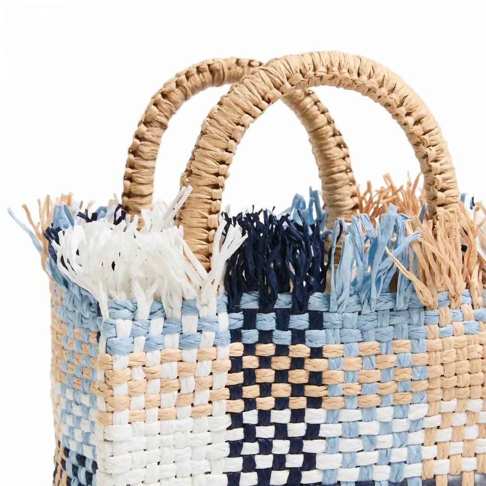 NEW PAMELA MUNSON checkmate mini tote bag in multi blue - Picture 3 of 6